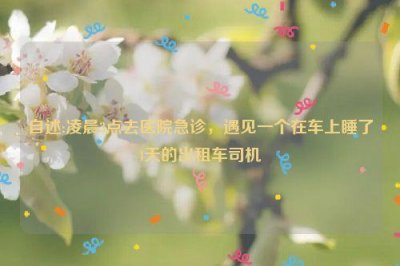 ​自述:凌晨3点去医院急诊，遇见一个在车上睡了4天的出租车司机